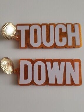 **SALE** TOUCHDOWN Earrings in Orange and White